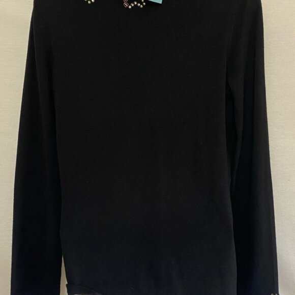 DD-70 BCBG MaxAzria NWT Black Beaded & Rhinestone Long Sleeve Cardigan Size M - Picture 6 of 15